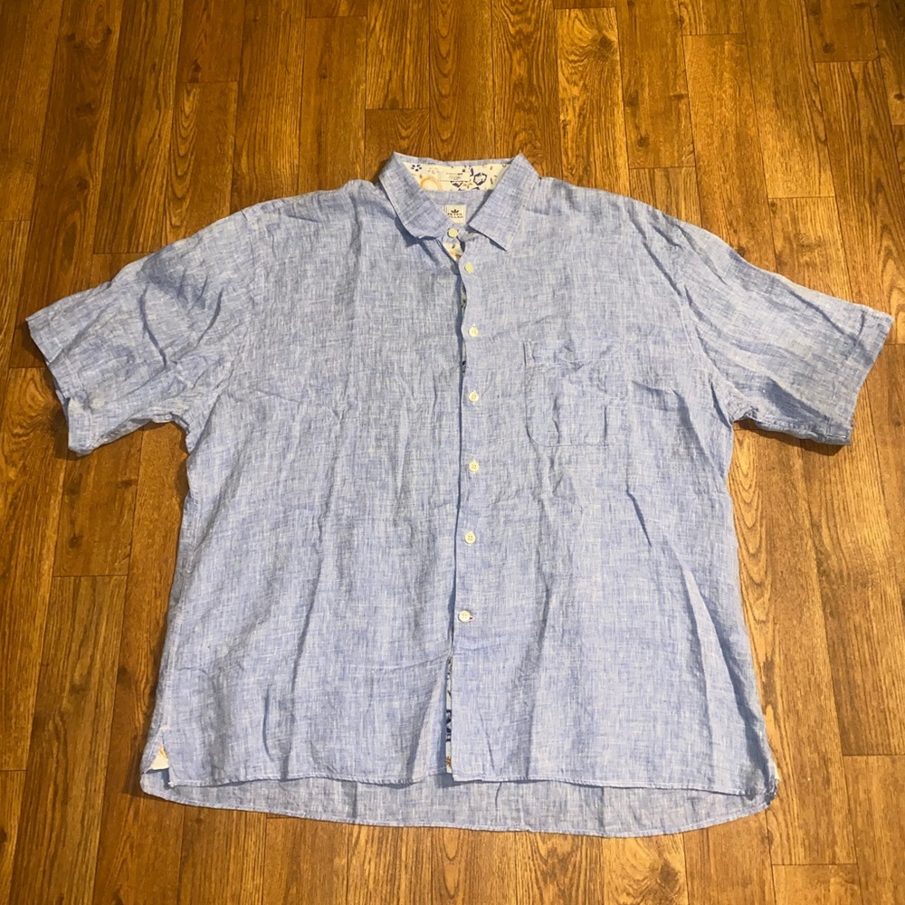 Peter Millar Blue 100% Linen Button Down, Size: XL
